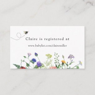Bee and Wildflower Baby Shower Registry Enclosure Card