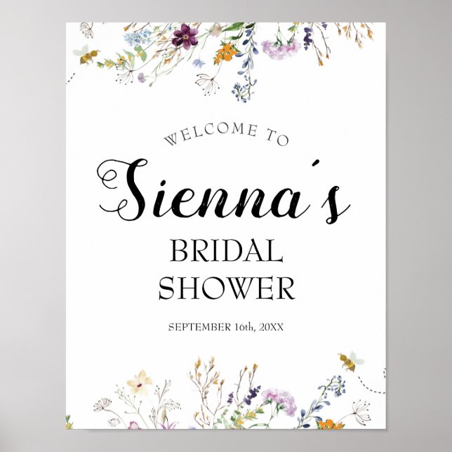Bee and Wildflower Bridal Shower Welcome Sign (Front)