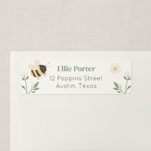 Bee and Wildflower Kids Return Address Label