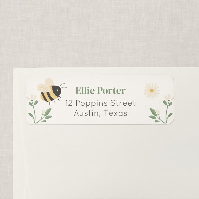 Bee and Wildflower Kids Return Address Label (Wildflower Flight - Honey Bee Return Address Label)