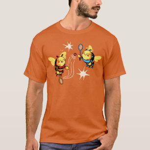 Bee Animals Playing Badminton Funny Sports Design T-Shirt