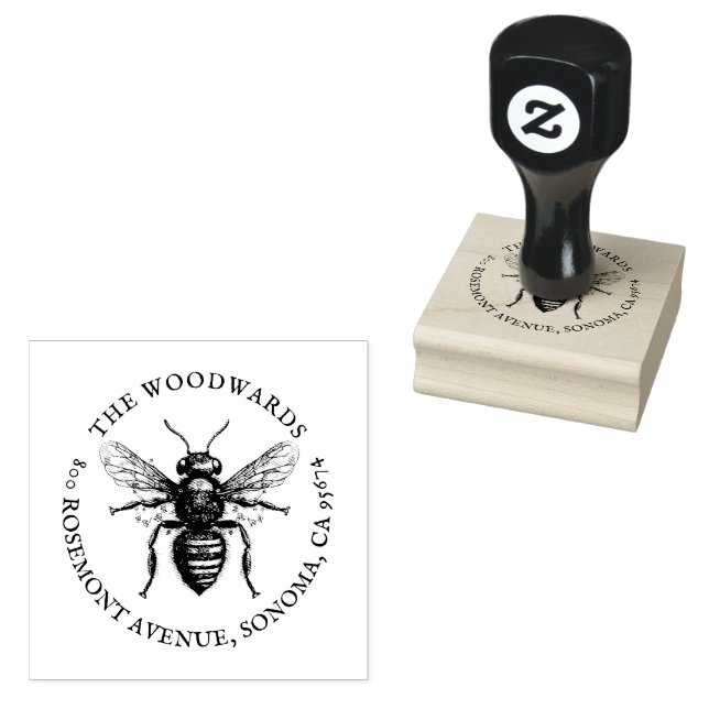 Bee Antique Family Name Return Address  Rubber Stamp (Stamped)