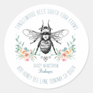 Bee Apiary Beekeeper Business Return Address Classic Round Sticker