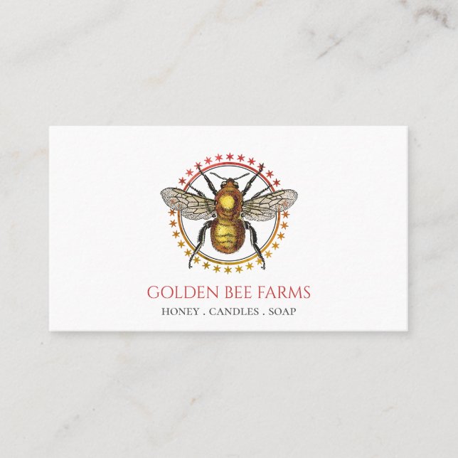 Bee Apiary Beekeeper Farm Honey Products Business Card (Front)