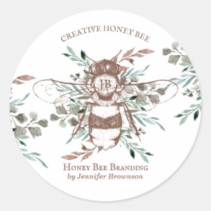 Bee Apiary Flower Honey Classic Round Sticker