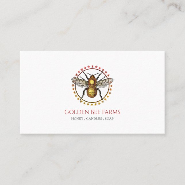 Bee Apiary Or Honey Beekeeping Farm Logo Business Card (Front)