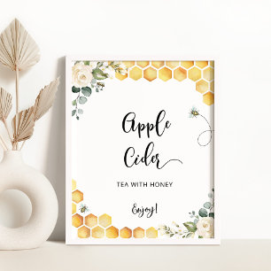 Bee Apple cider sign. Drinks table Poster