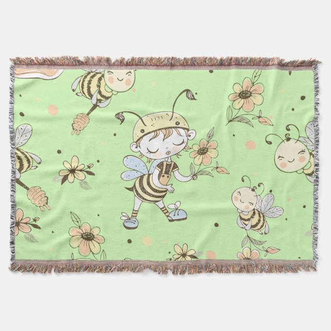 Bee Artwork Throw Blanket (Front)