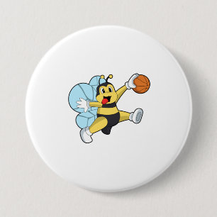 Bee as Basketball player with Basketball 7.5 Cm Round Badge
