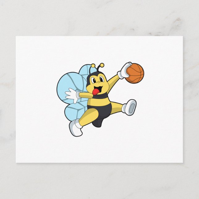Bee as Basketball player with Basketball Postcard (Front)