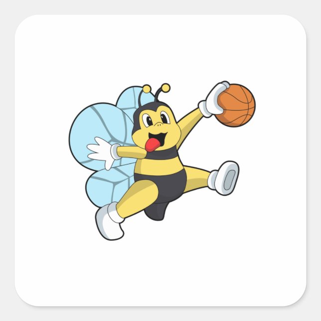 Bee as Basketball player with Basketball Square Sticker (Front)