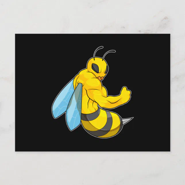 Bee as Bodybuilder Postcard | Zazzle