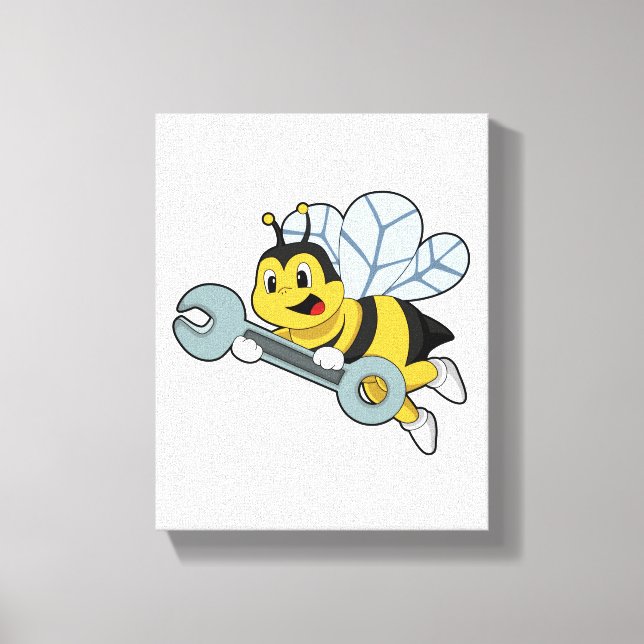Bee as Mechanic with Wrench Canvas Print (Front)