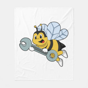Bee as Mechanic with Wrench Fleece Blanket