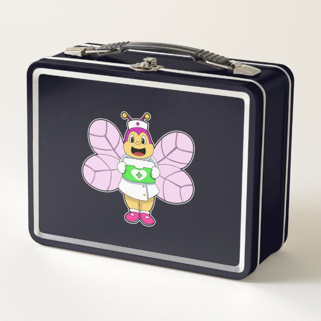 Bee as Nurse with First ait kit Metal Lunch Box (Front)