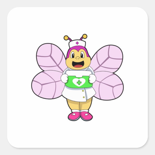 Bee as Nurse with First ait kit Square Sticker (Front)
