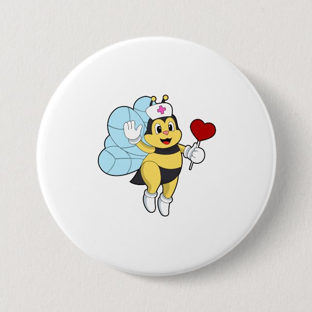Bee as Nurse with Heart.PNG 7.5 Cm Round Badge (Front)
