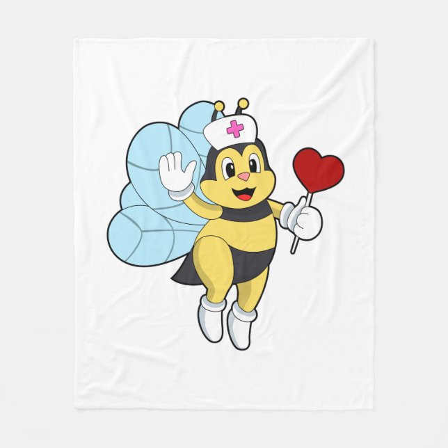 Bee as Nurse with Heart.PNG Fleece Blanket (Front)