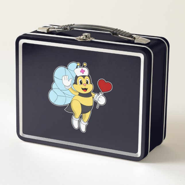 Bee as Nurse with Heart.PNG Metal Lunch Box (Front)