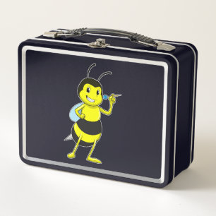 Bee at Darts with Dart Metal Lunch Box