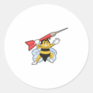 Bee at Darts with Dart.PNG Classic Round Sticker