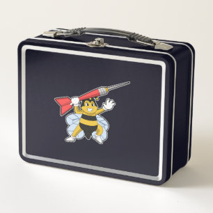 Bee at Darts with Dart.PNG Metal Lunch Box