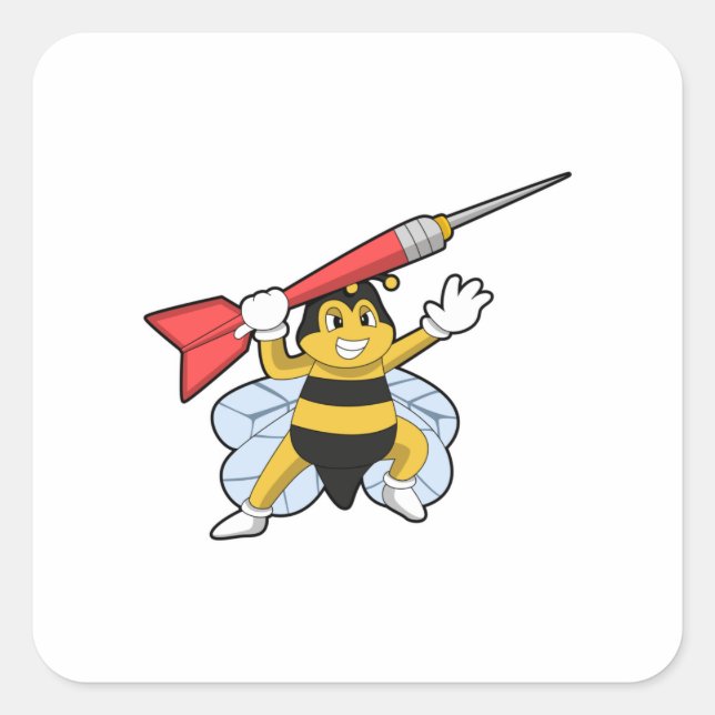Bee at Darts with Dart.PNG Square Sticker (Front)