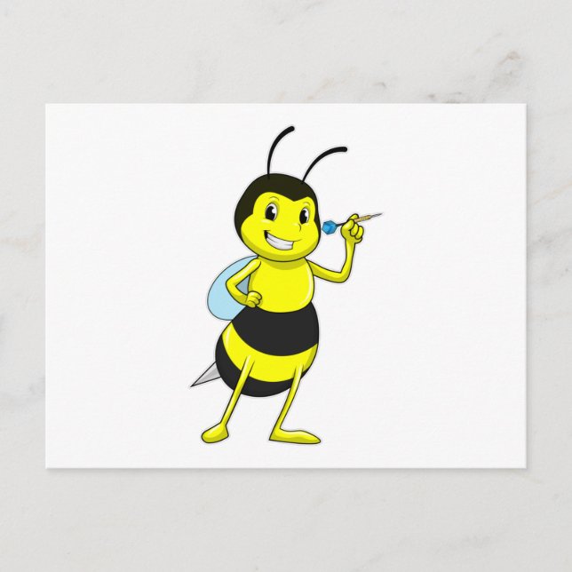 Bee at Darts with Dart Postcard (Front)