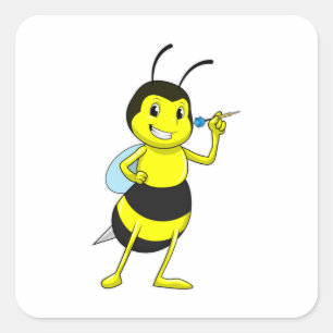 Bee at Darts with Dart Square Sticker