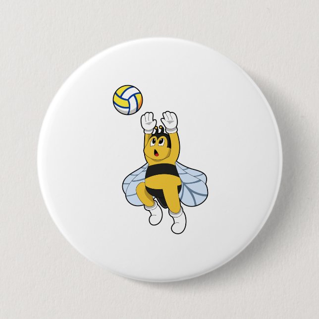 Bee at Volleyball Sports 7.5 Cm Round Badge (Front)