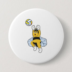 Bee at Volleyball Sports 7.5 Cm Round Badge