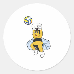 Bee at Volleyball Sports Classic Round Sticker