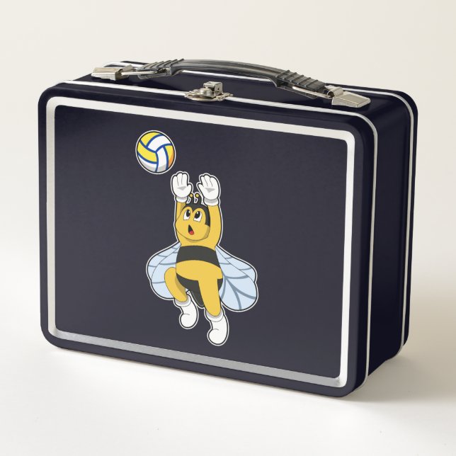 Bee at Volleyball Sports Metal Lunch Box (Front)