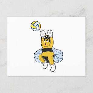 Bee at Volleyball Sports Postcard