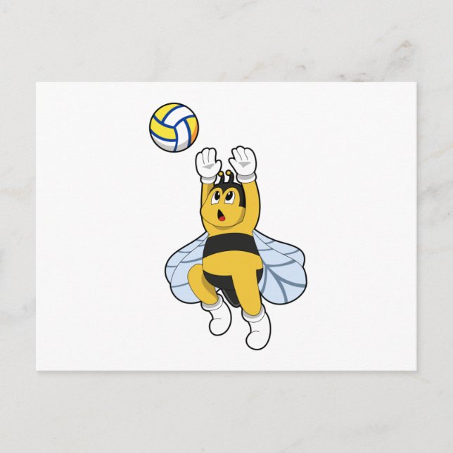 Bee at Volleyball Sports Postcard (Front)