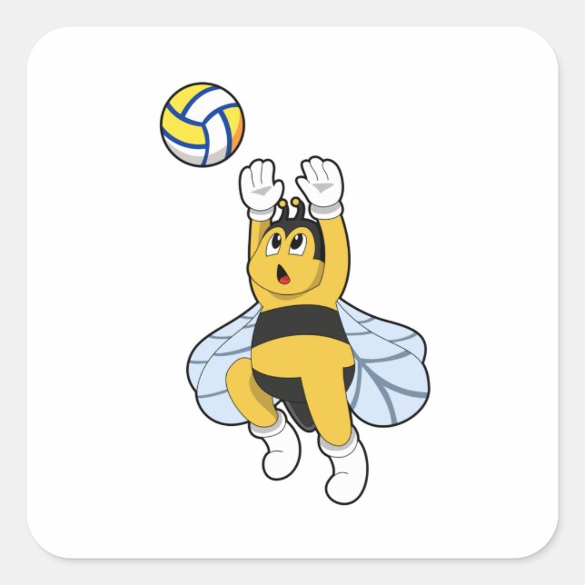 Bee at Volleyball Sports Square Sticker (Front)