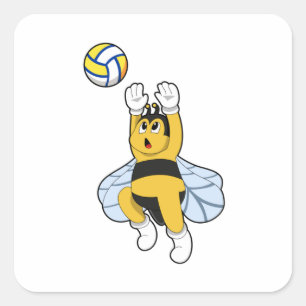 Bee at Volleyball Sports Square Sticker