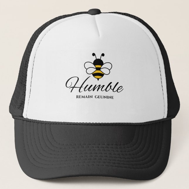  BEE AUTHENTIC MOTIVATIONAL BLACK WHITE WOMEN'S TRUCKER HAT (Front)