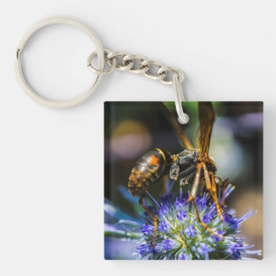 Bee Aware Square (double-sided) Keychain