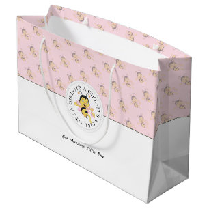 Bee Awesome Baby Girl   Personalised Monogram Large Gift Bag