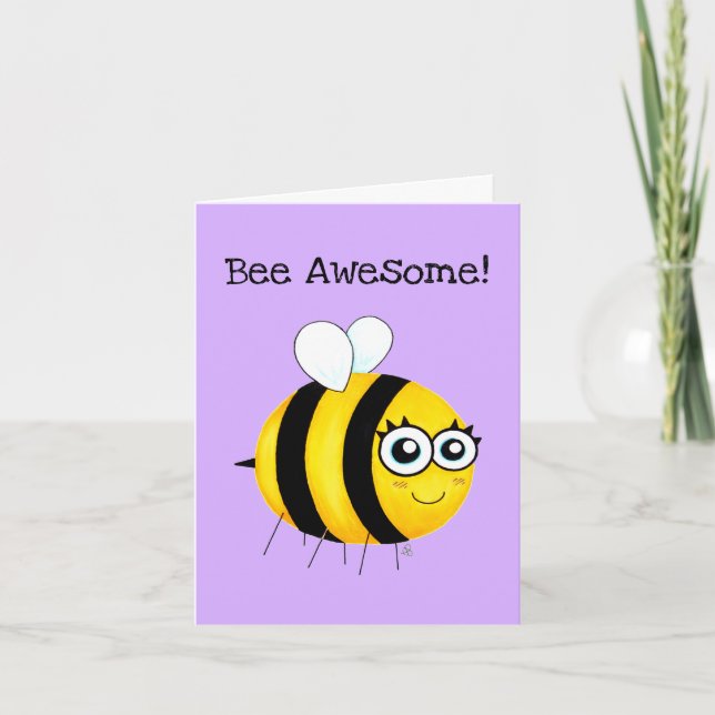 Bee Awesome, Cute Cartoon Bee Card (Front)