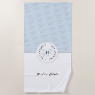 Bee Awesome Silver Bee Personalised Monogram Beach Towel