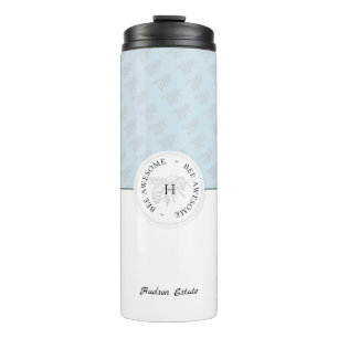 Bee Awesome Silver Bee Personalised Monogram Thermal Tumbler