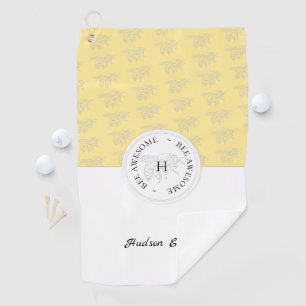 Bee Awesome Silver Honey Bee Personalised Monogram Golf Towel