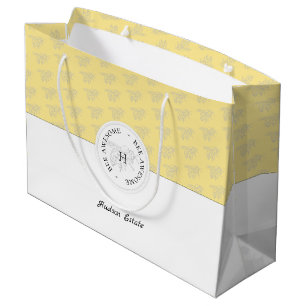 Bee Awesome Silver Honey Bee Personalised Monogram Large Gift Bag