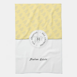 Bee Awesome Silver Honey Bee Personalised Monogram Tea Towel