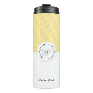 Bee Awesome Silver Honey Bee Personalised Monogram Thermal Tumbler