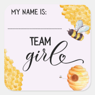 Bee Baby Gender Reveal Name Tag 