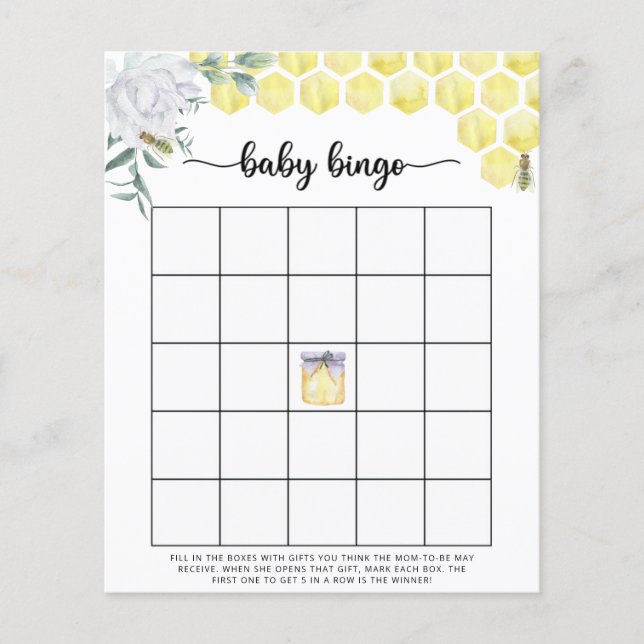 Bee Baby shower bingo game (Front)