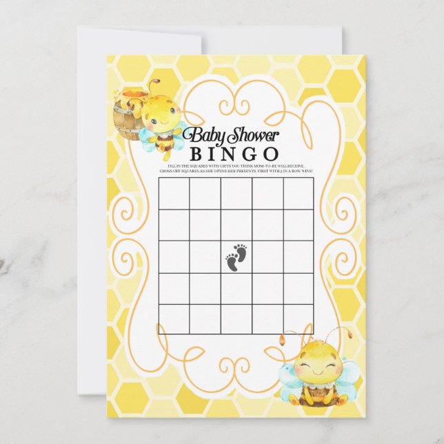Bee Baby Shower Bingo Game Invitation (Front)